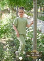 ست کراپ و شلوار دخترانه پاپیونی🎀💚🤎 - تصویر 9