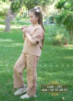 ست کراپ و شلوار دخترانه پاپیونی🎀💚🤎 - تصویر 10