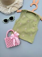 کراپ کبریتی پاپیونی دخترانه🎀🤍🩷💚🖤🤎 - تصویر 5