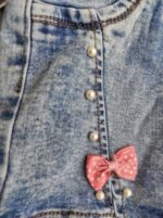 شورتک جین پاپیونی تمام کش بچگانه🎀🖤💙 - تصویر 3